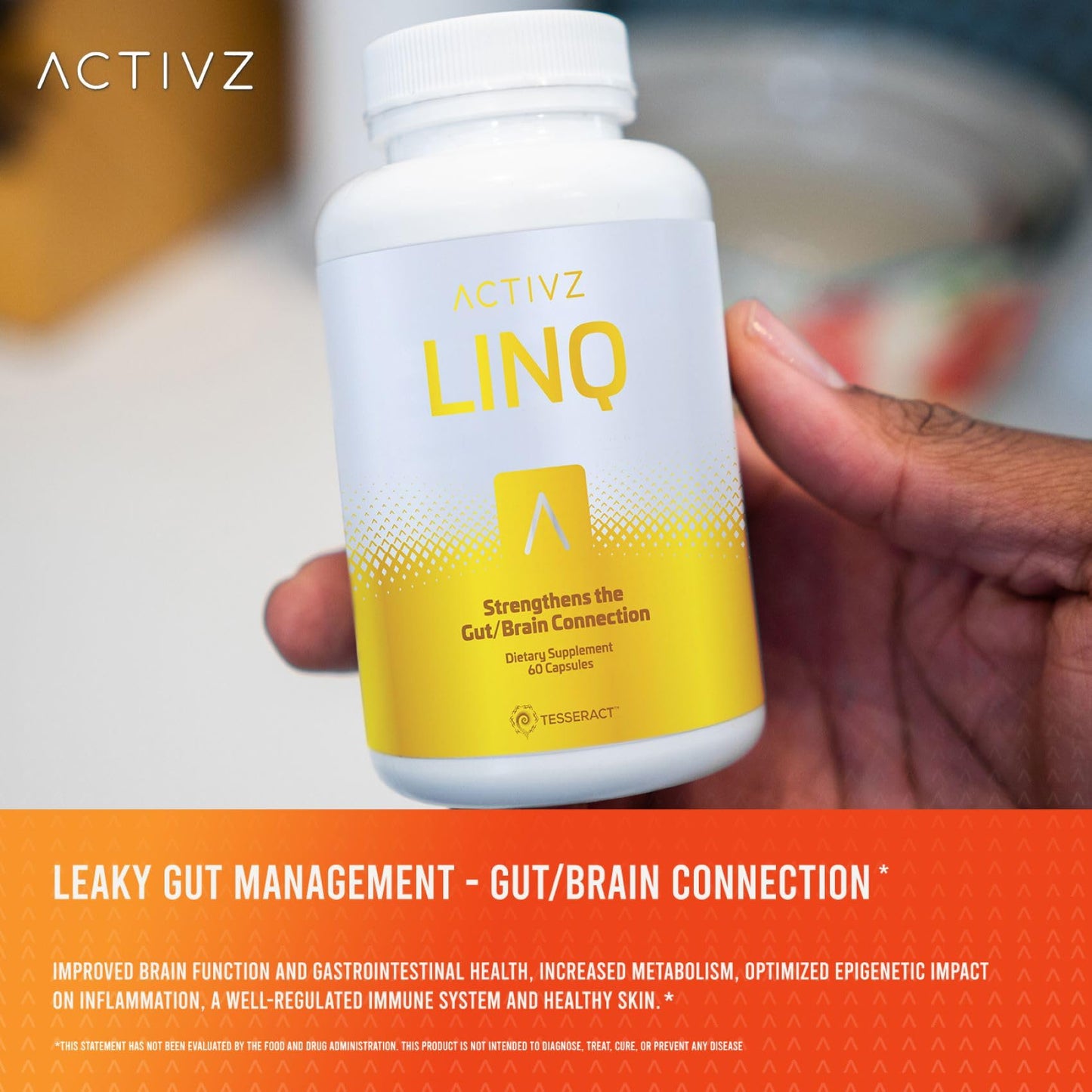 ACTIVZ LINQ Advanced Epigenetic Formula for Brain Function, Gut Health, Skin Radiance, and Immune Support 60 Capsules