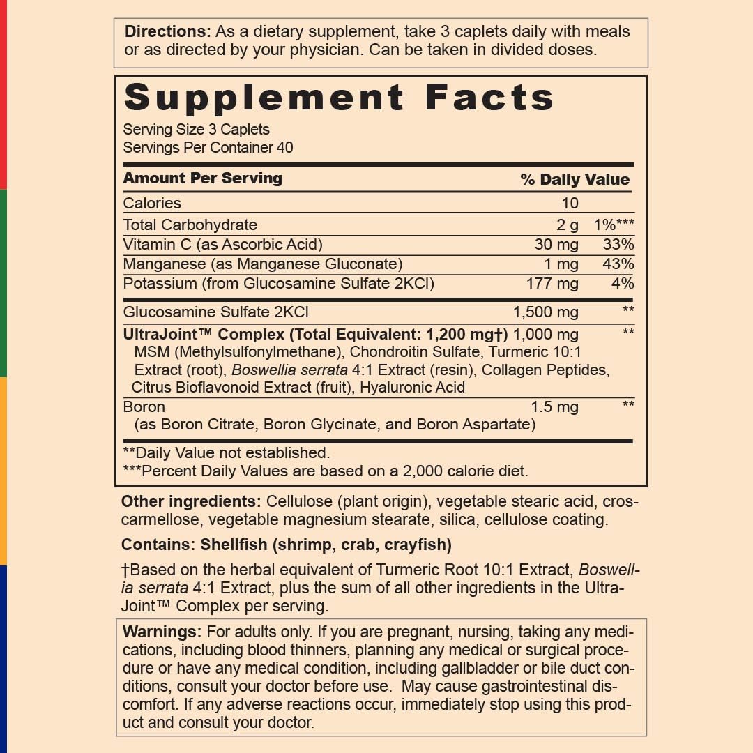 Stop Aging Now Osteo XTS Glucosamine Chondroitin MSM Plus Turmeric Supplement with Boron 120 Caplets