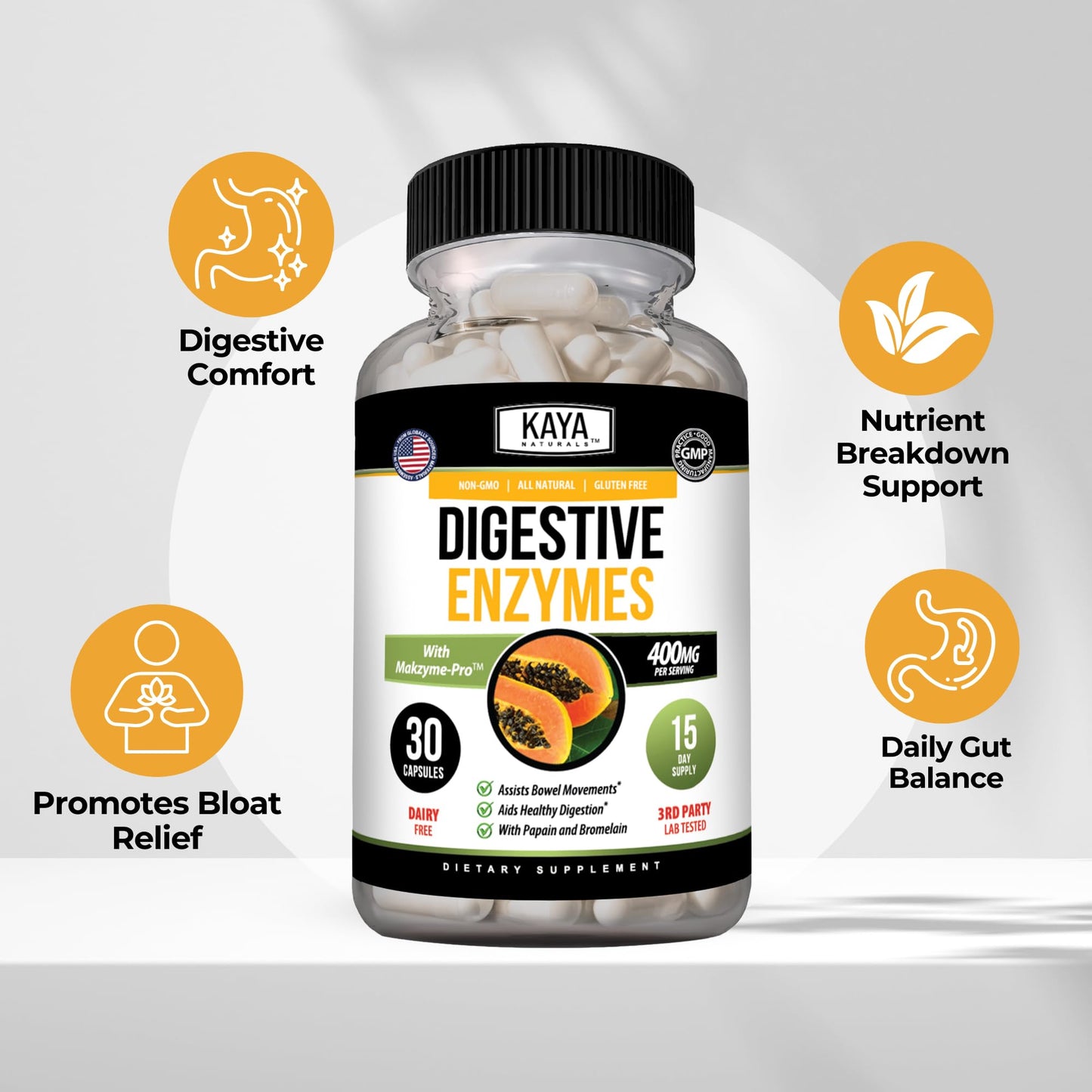 Kaya Naturals Digestive Enzymes Capsule, 30 Count