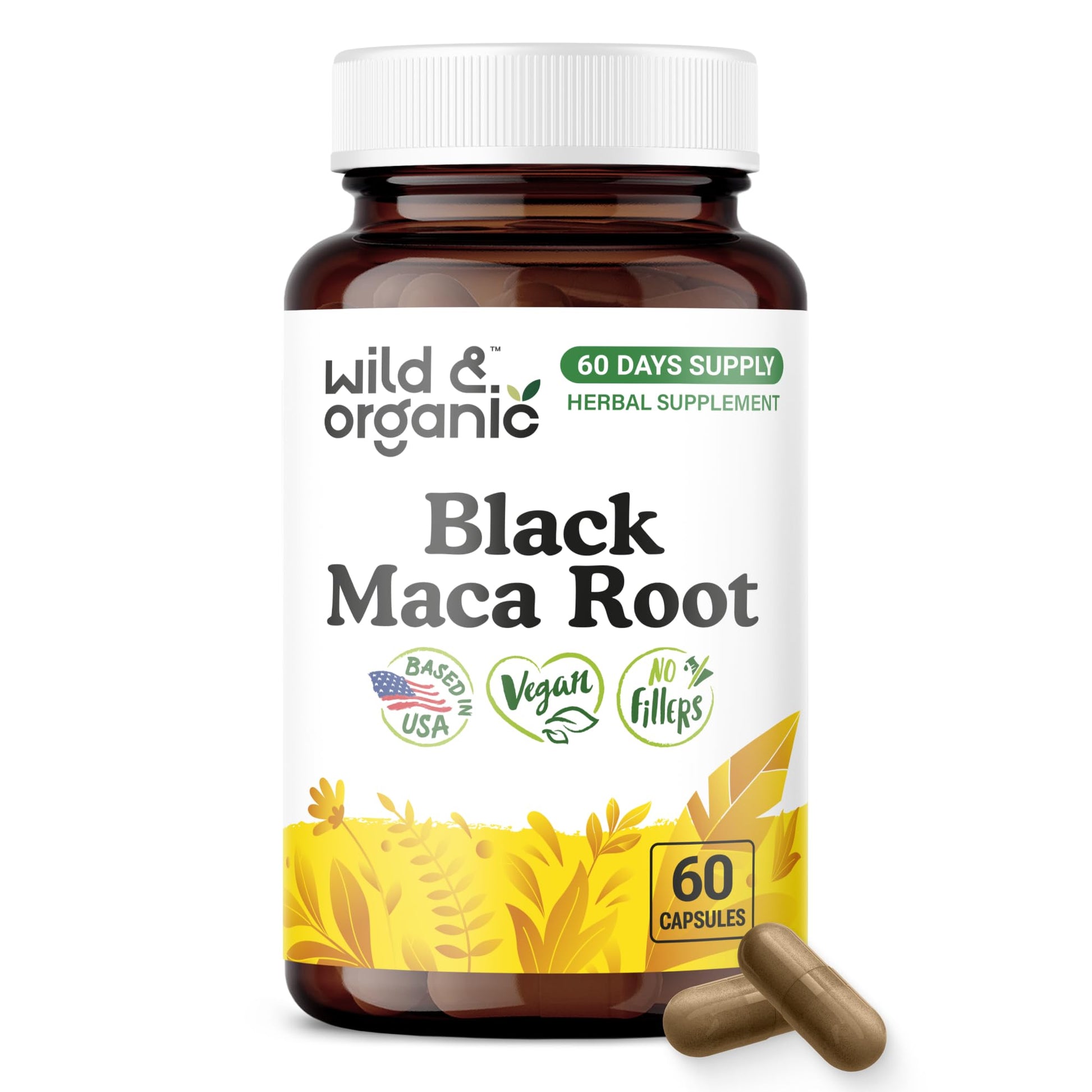 Wild & Organic Black Maca Root Capsules 60 Count