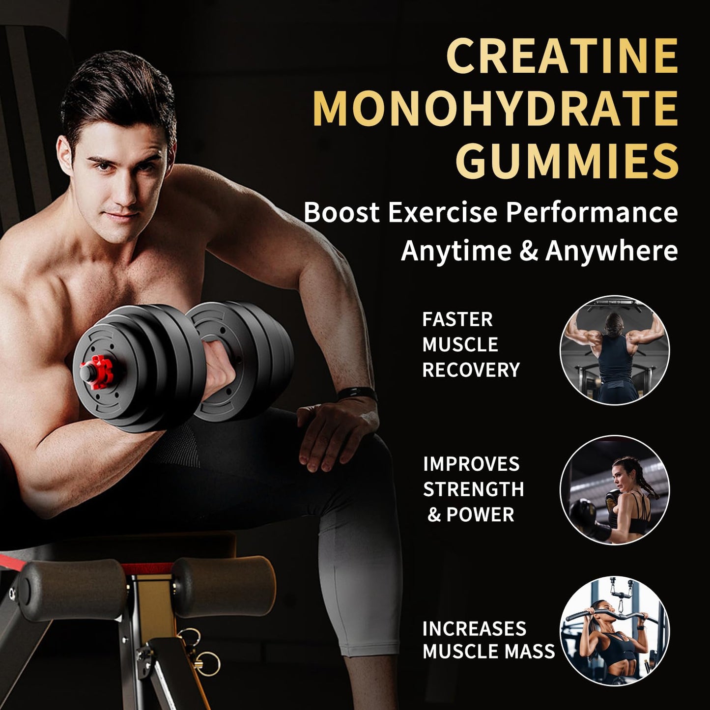 OUYIYUA Creatine Monohydrate Gummies 5000mg, 120 Count