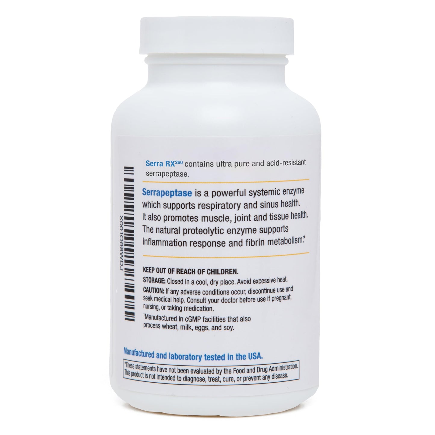 Biomedic Labs RX Serra-RX 260,000 SU Serrapeptase Capsules, 120 Veg Capsules