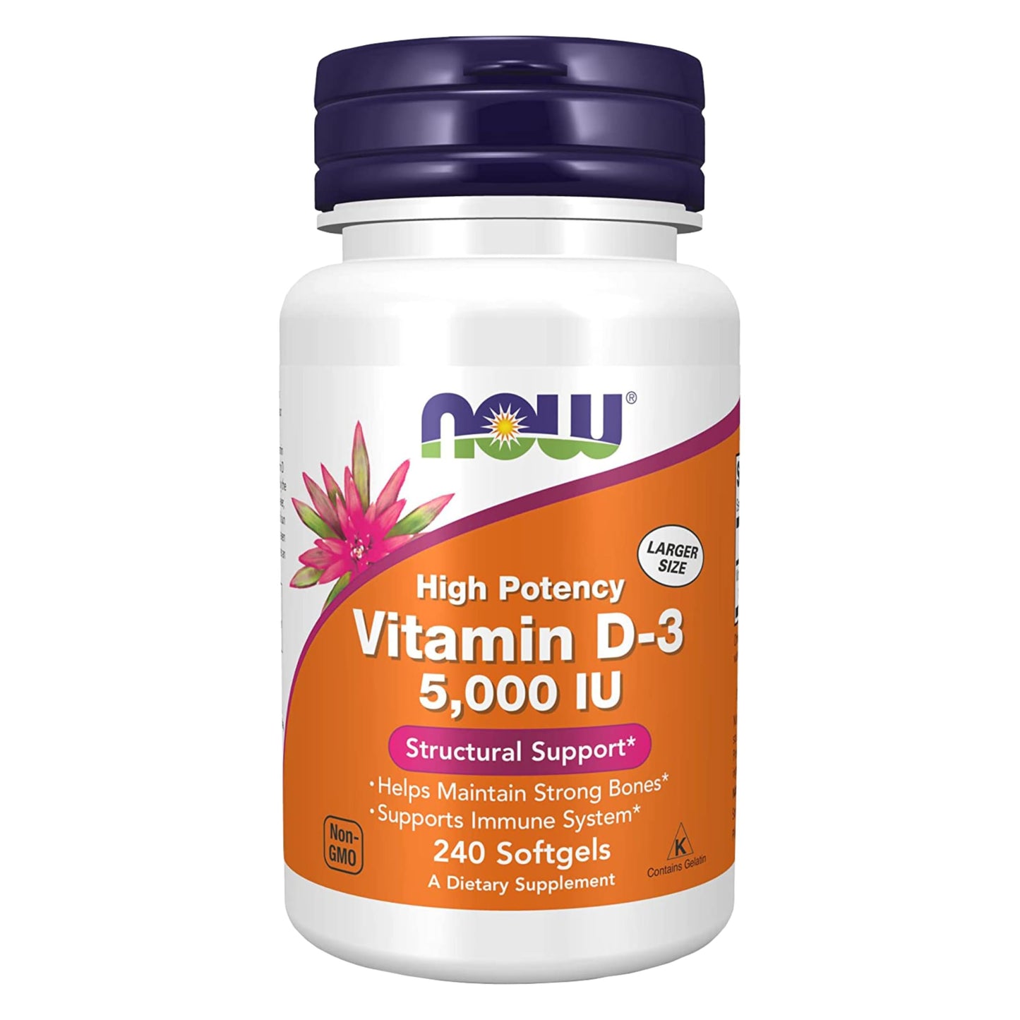 NOW Foods Vitamin D-3 5,000 IU Softgels, 240 Count