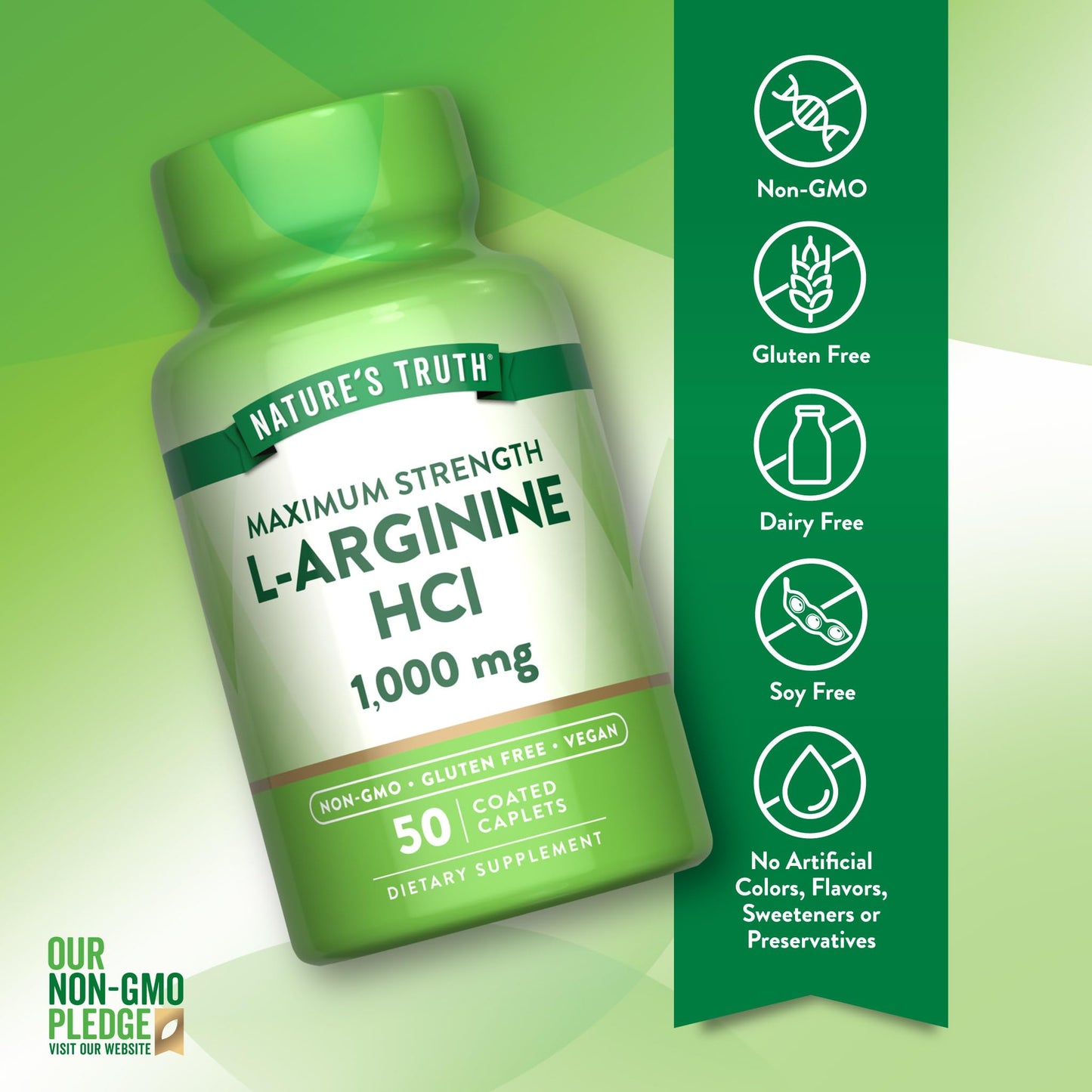 Nature's Truth L-Arginine HCL 1000mg Caplets, 50 Count