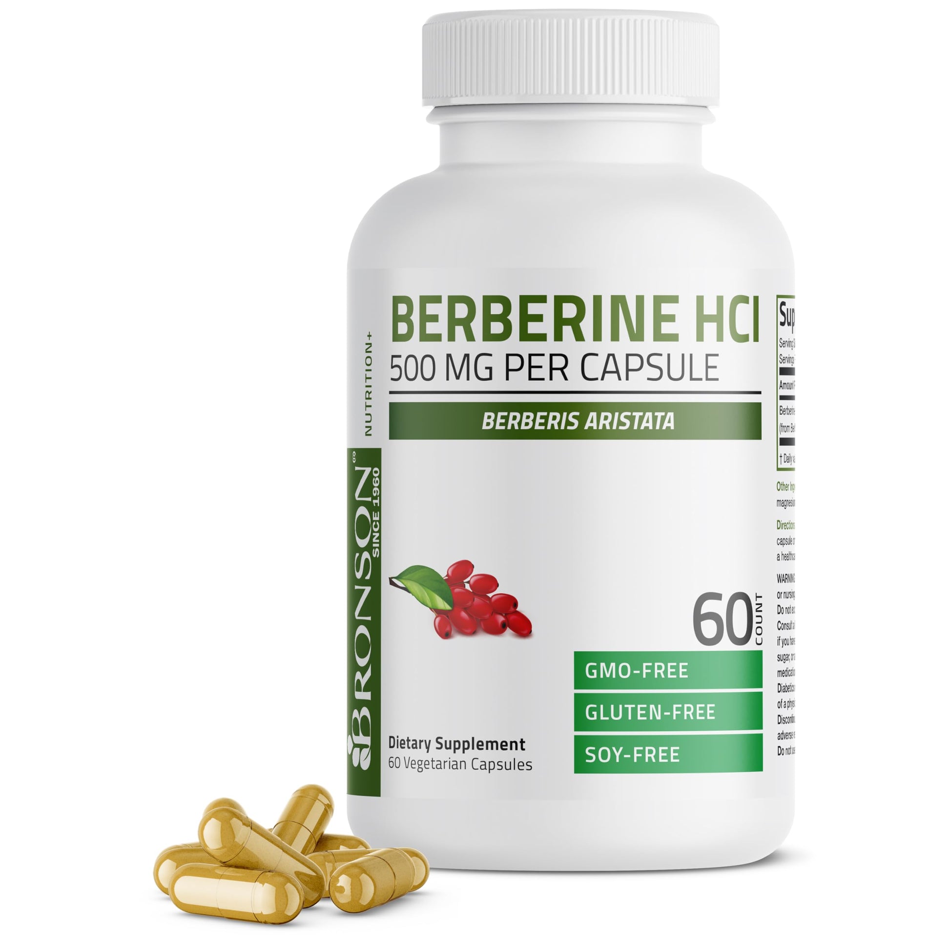 Bronson Berberine HCl 500 mg Capsule, 60 Count