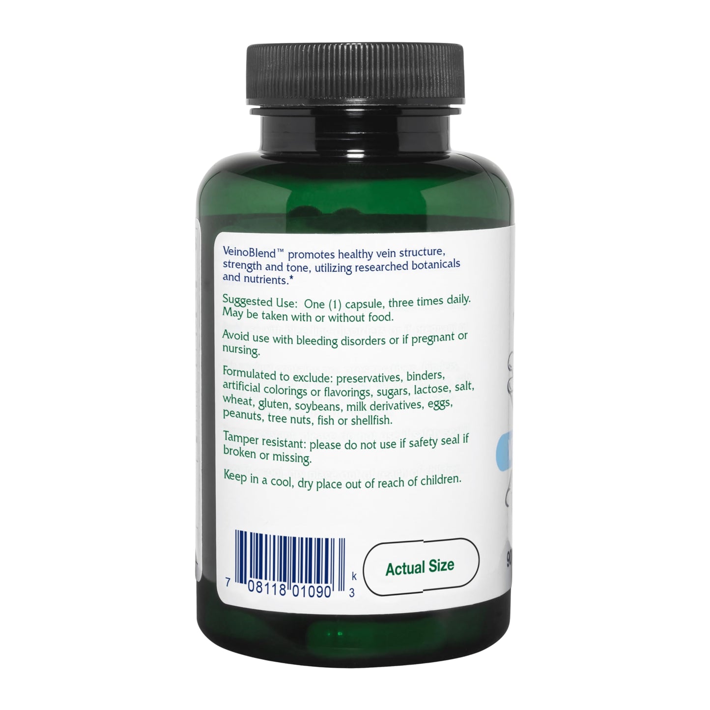 Vitanica VeinoBlend - Circulation Supplement for Blood Flow, Vein & Capillary Support - Includes Bromelain, Horse Chestnut, Gotu Kola, Butcher's Broom, Bioflavonoids, & Vitamin C - Vegan 90 Capsules