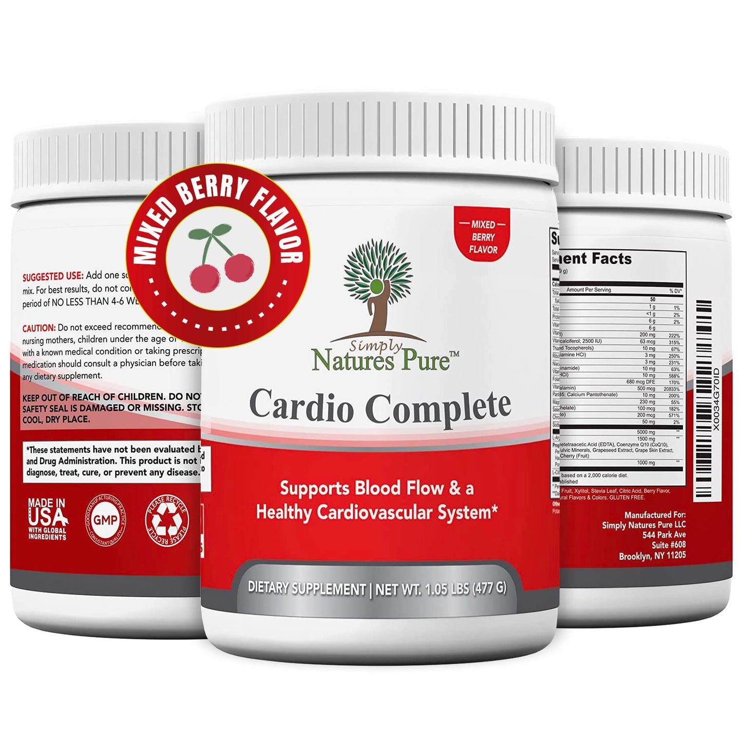 Simply Natures Pure Cardio Complete Powder with 5,000 L-Arginine, 1,000mg L-Citrulline, and Hawthorn Berry - 16.83 oz