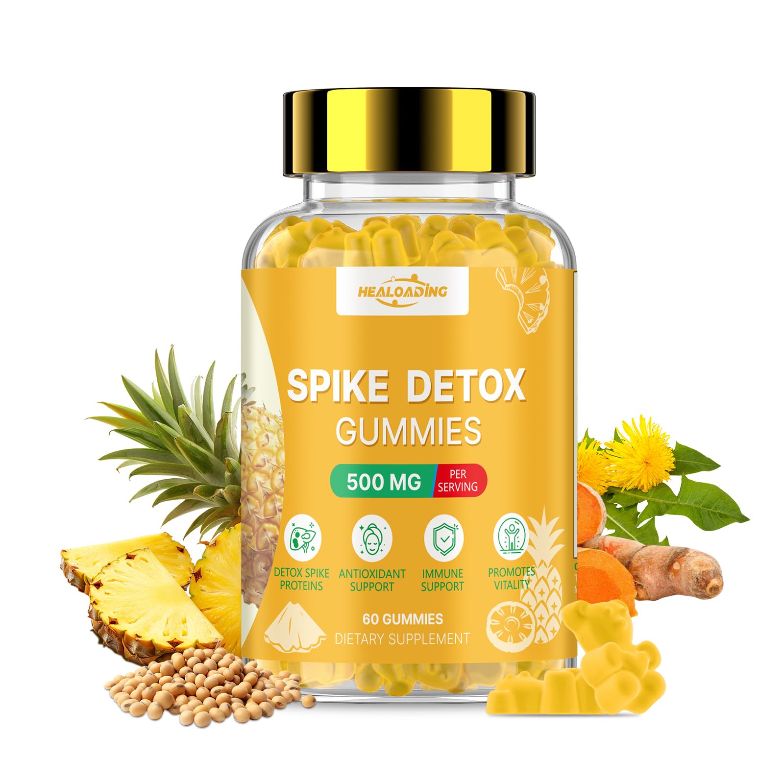 HEALOADING Spike Protein Detox Supplement Spike Support, 60 Gummies
