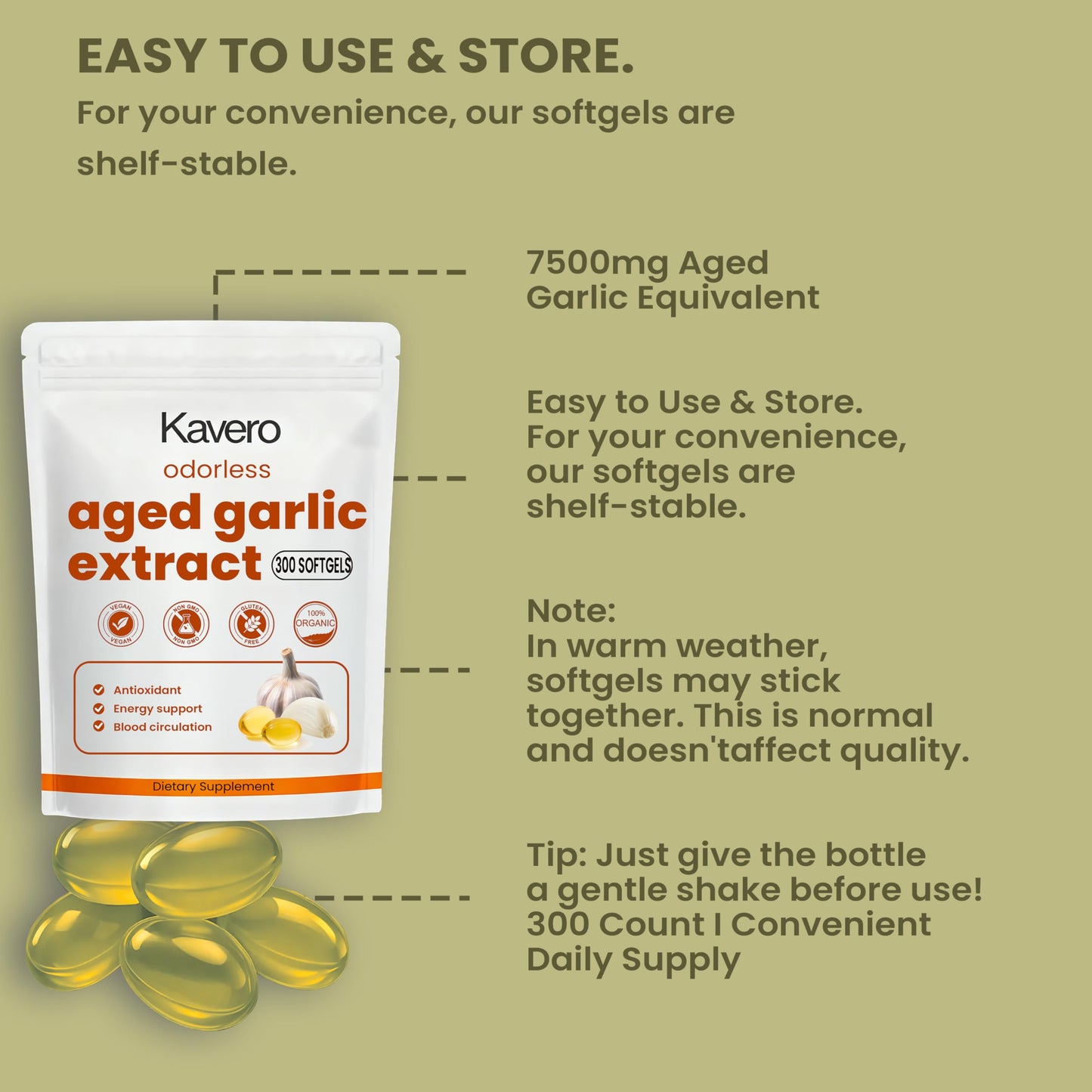 AUCIER Kavero Aged Garlic Extract Softgel 300