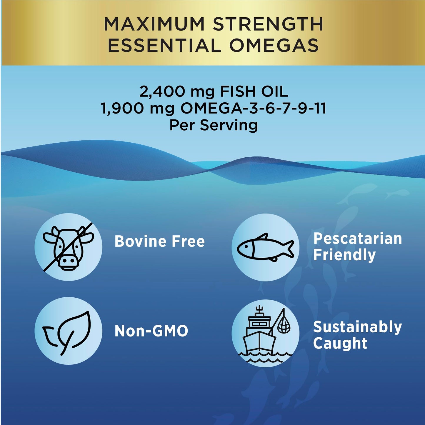 Renew Life Norwegian Gold Fish Oil Super Critical Omega 3-6-7-9-11 Tablets, 30 Count