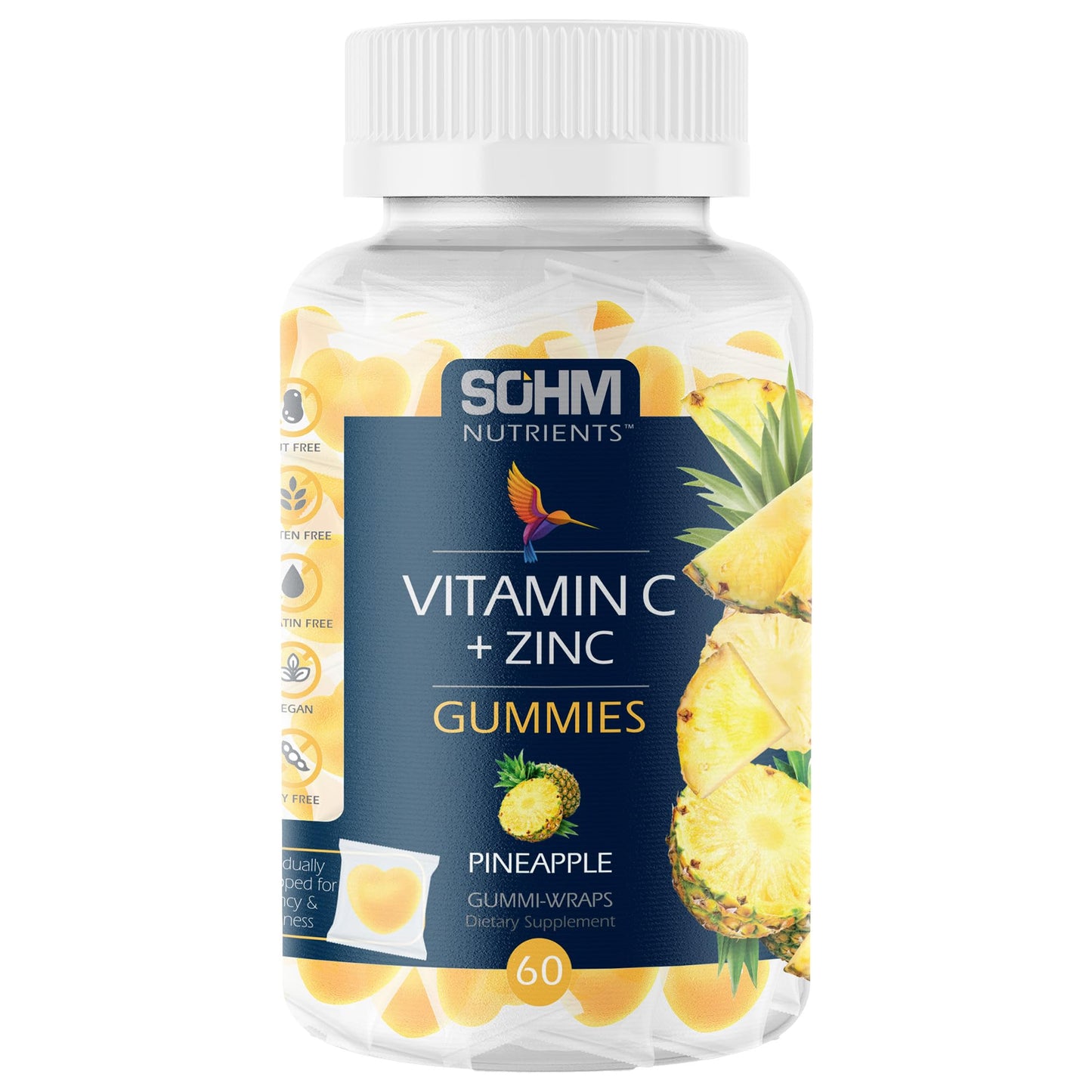 SOHM ADDS LIFE TO LIVES Vitamin C 60000 mcg + Zinc 15000 mcg Gummies for Adults, 60 Count