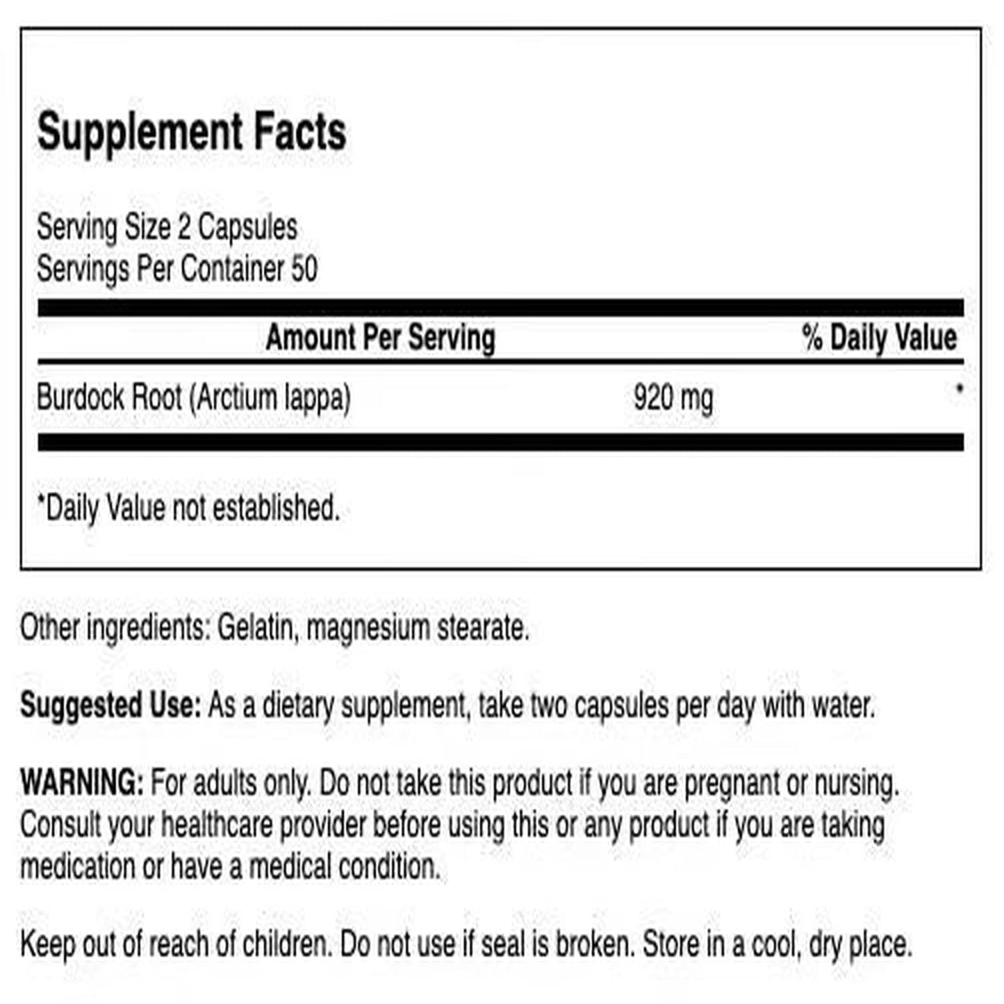 Swanson Burdock Root Kidney & Liver Support Capsule, 100 Capsules
