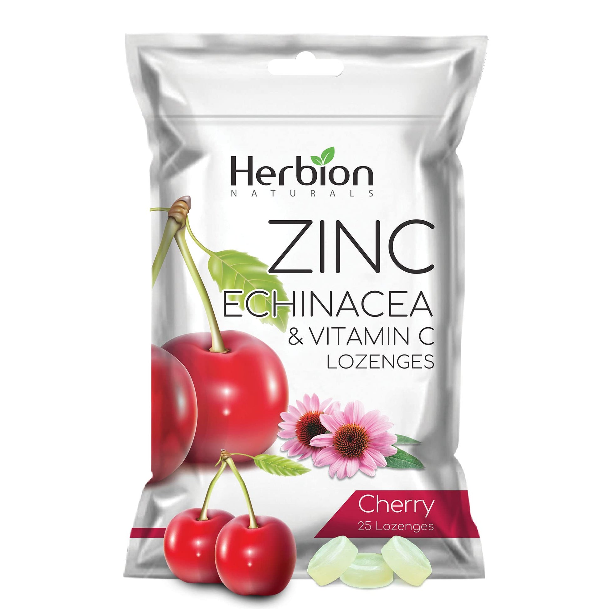 HERBION Naturals Zinc, Echinacea & Vitamin C Lozenges, 25 Count