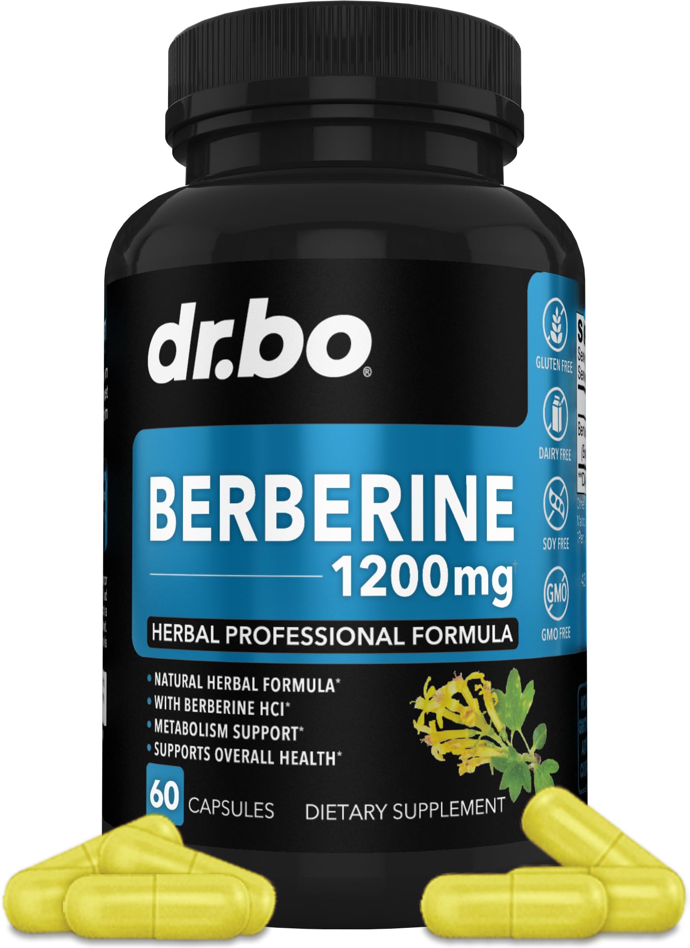 DR. BO Berberine HCl 1200mg Capsules 60 Count