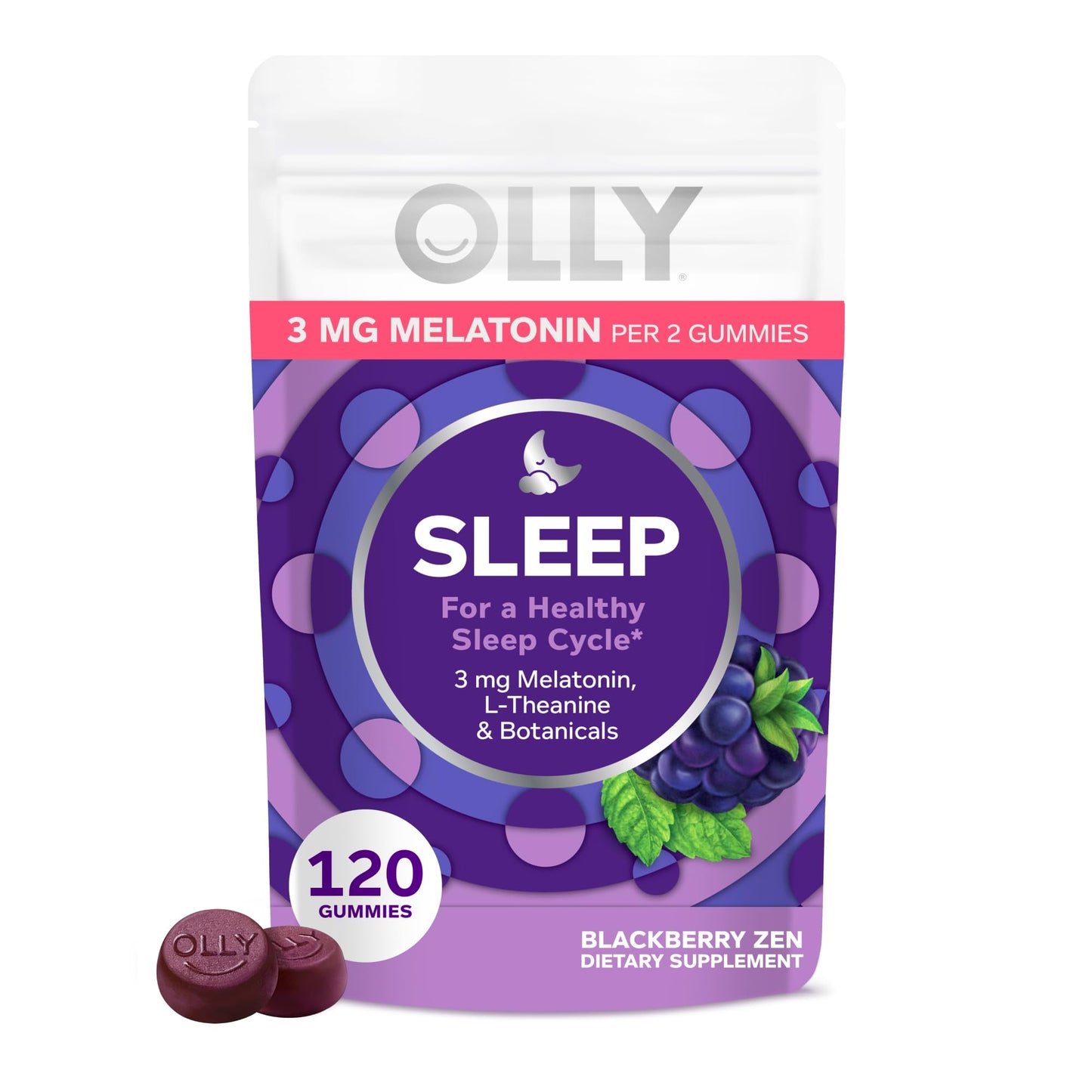 OLLY Sleep Support Gummy Supplement, 3 mg Melatonin, 120 Count
