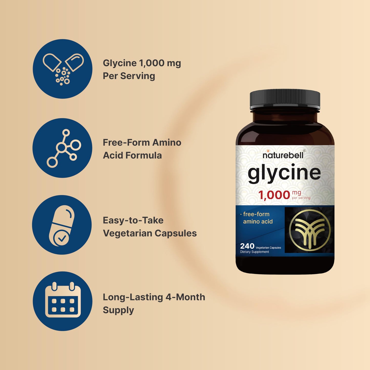 NatureBell Glycine 1000 mg Per Serving Capsule, 240 Count