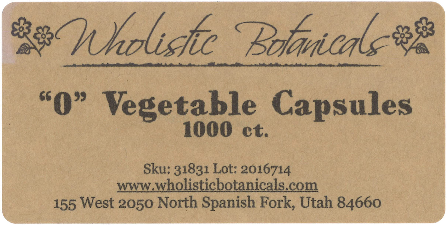 Wholistic Botanicals Empty Vegetable Capsule, 1000 Capsules