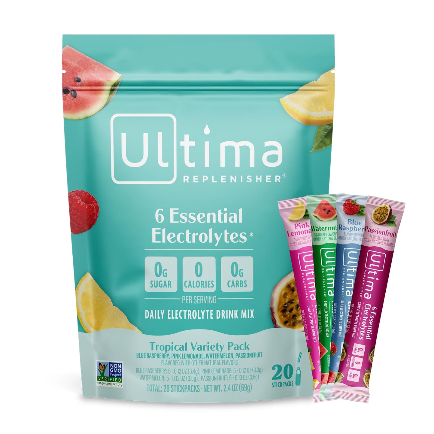 Ultima Replenisher Tropical Variety Electrolyte Packets Powder 2.4