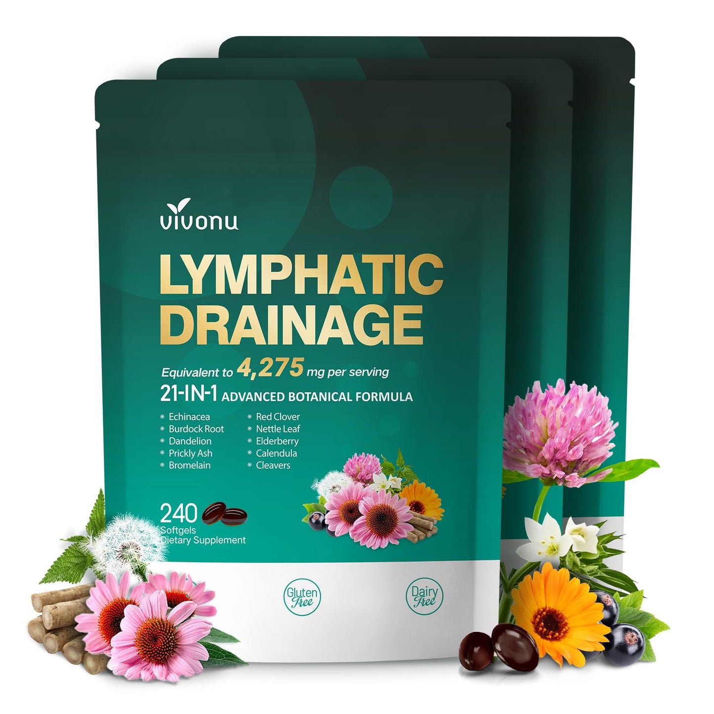 VivoNu Lymphatic Drainage Supplement Softgels, 1 Count