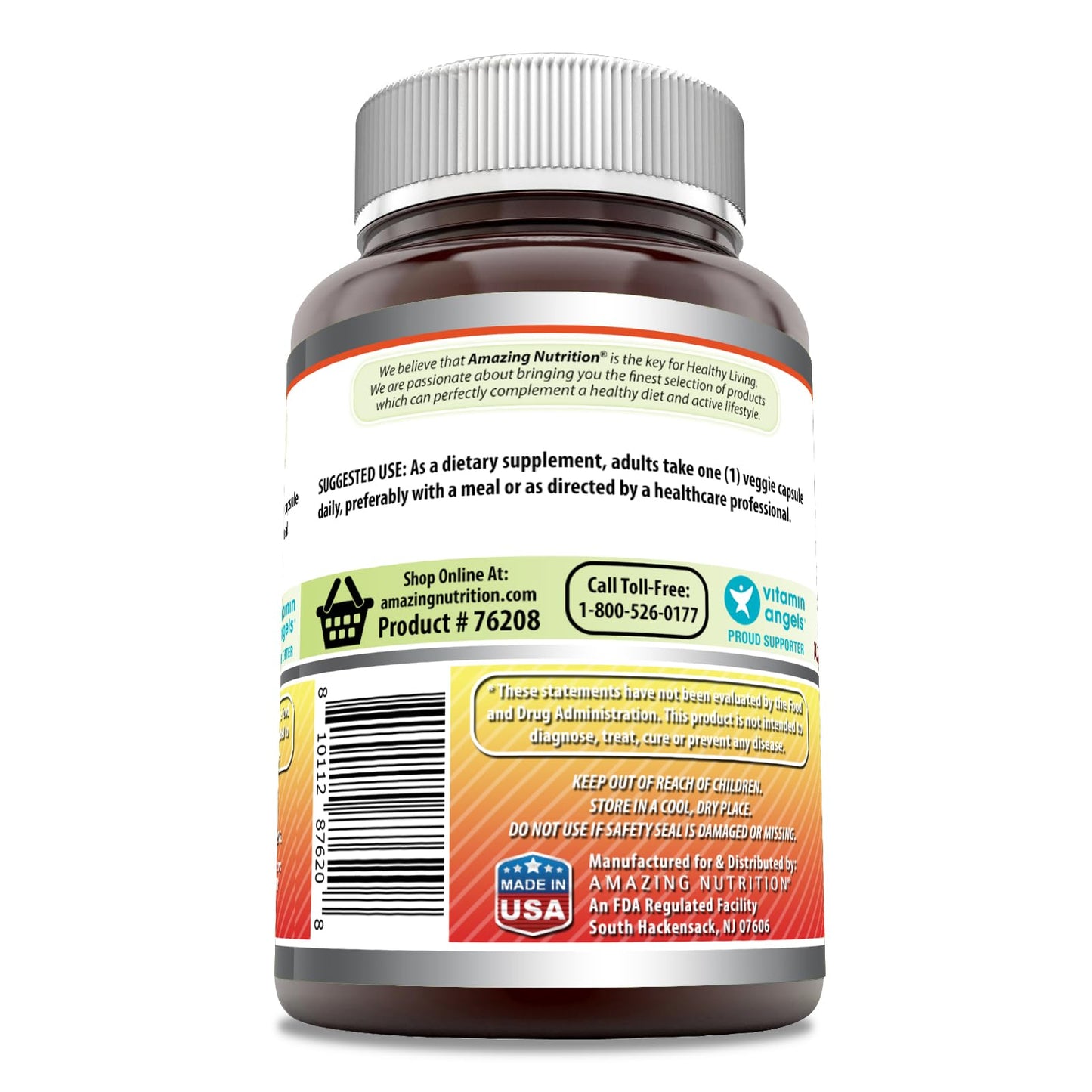 Amazing Nutrition Vitamin C (Ascorbic Acid) 1000 mg with Rose Hips & Citrus Bioflavonoids Veggie Capsules 120 Count