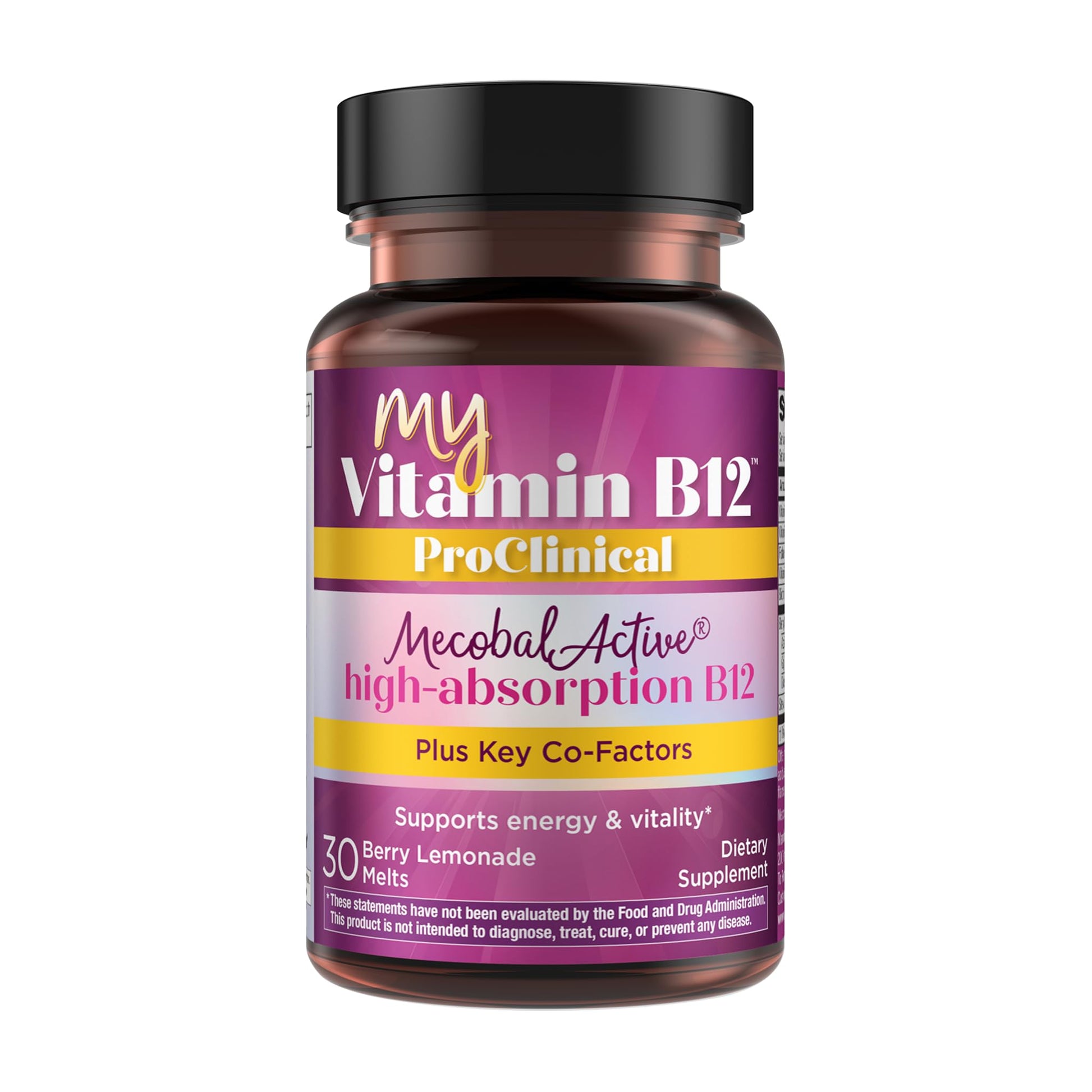 Purity Products MyVitamin B-12 ProClinical Melt Methylcobalamin B12 - High Absorption MecobalActive, 30 Tablets