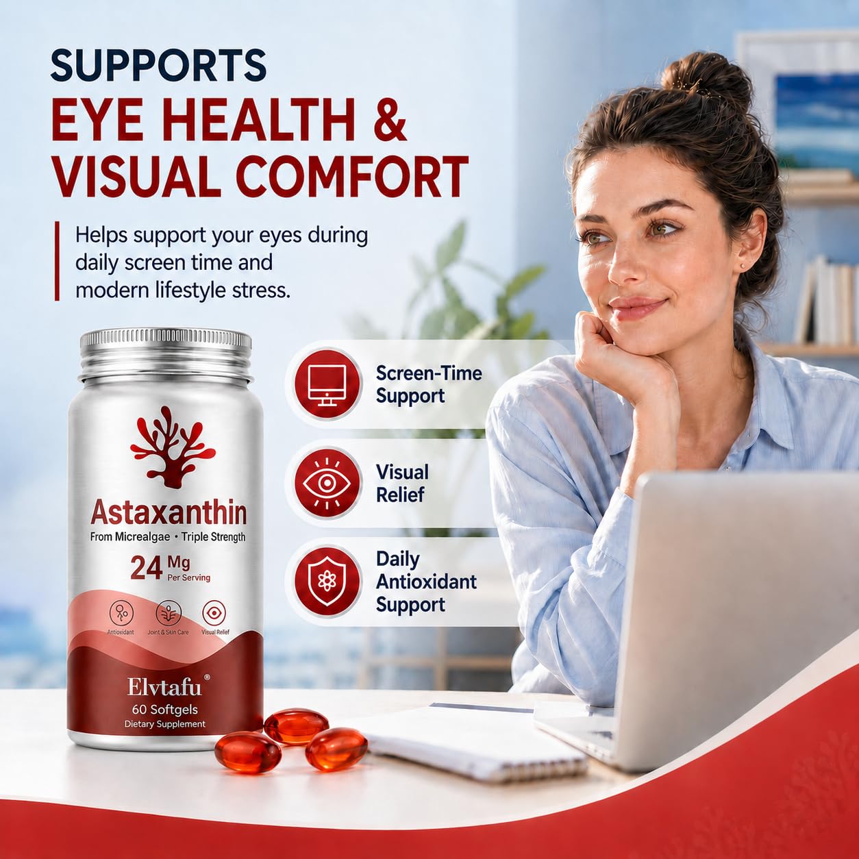 Elvtafu Astaxanthin Supplements Softgels 60