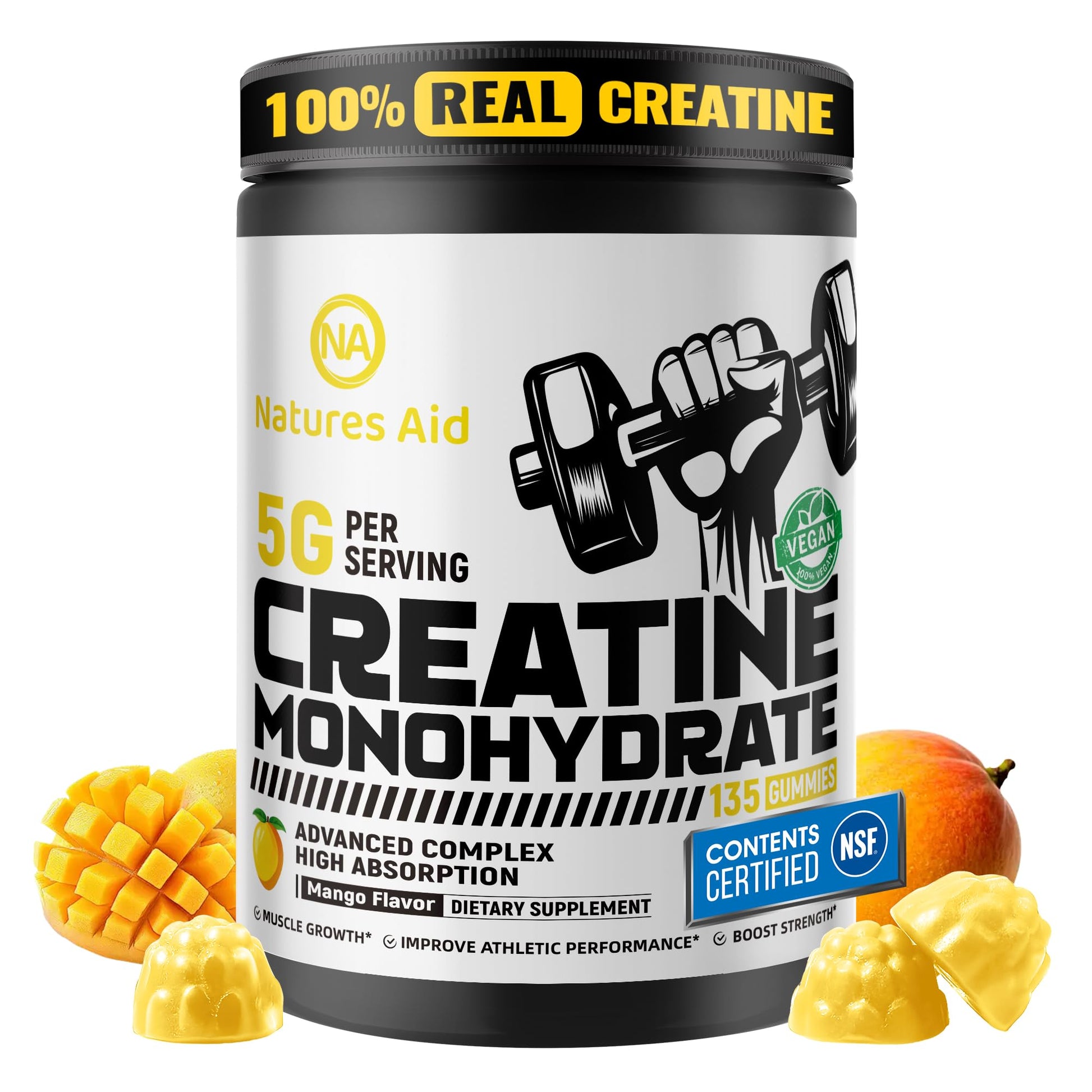 Natures Aid Creatine Monohydrate Gummies 135 Count
