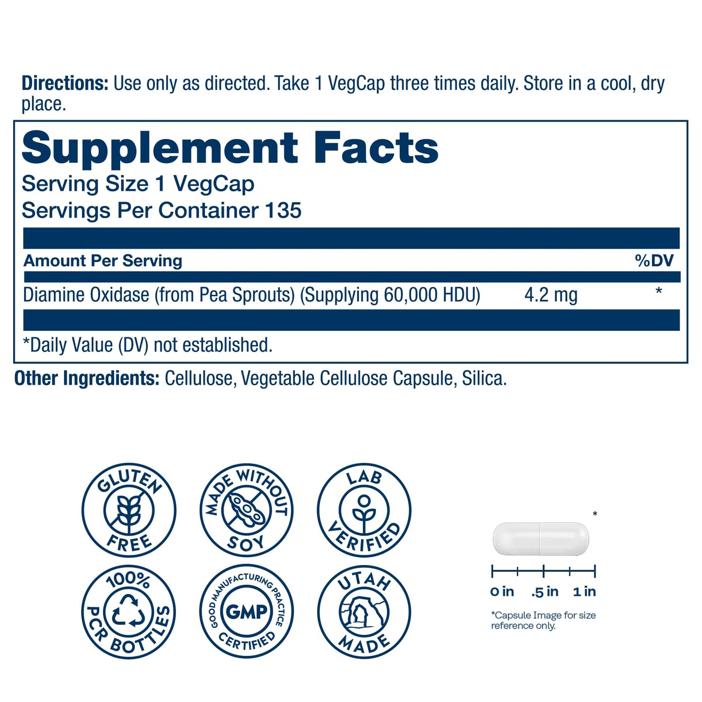 Solaray DAO Enzyme 60,000 HDU Digestive Enzyme Capsule, 135 VegCaps