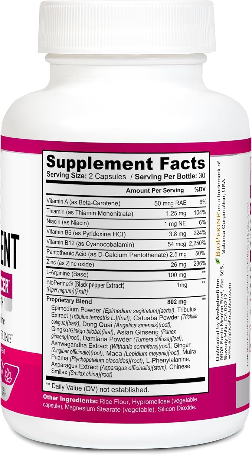 Amplicell Women's Libido Support & Hormone Balance Capsules, 60 Count