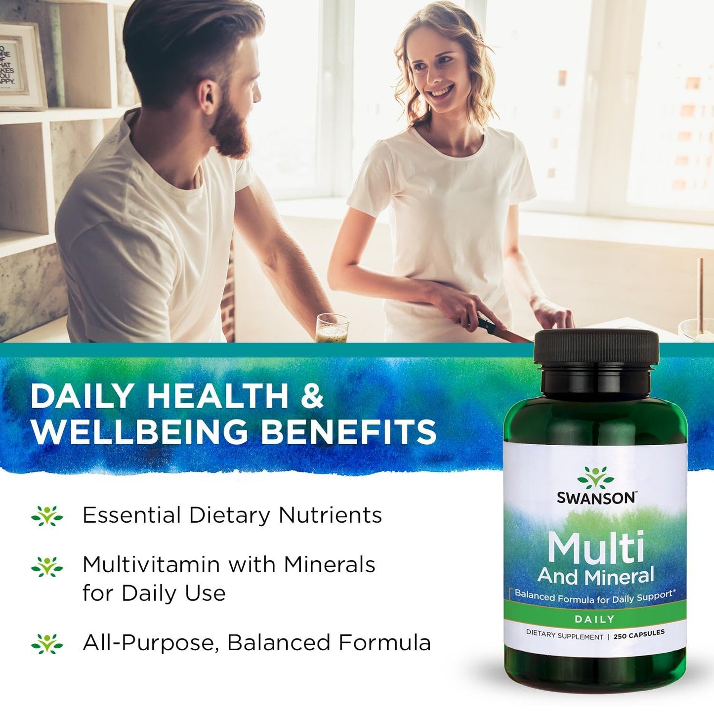 Swanson Multi and Mineral Daily Men's Women's Multivitamin Multimineral Health Supplement Capsule 250