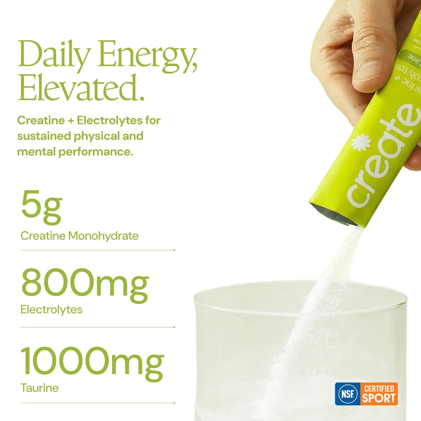 Create Creatine + Electrolytes – Energy & Strength – Lemon Lime Powder 10.6