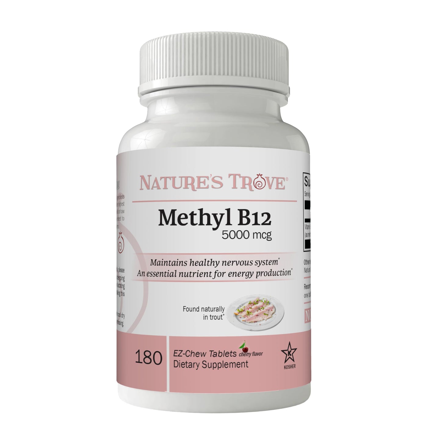 Nature's Trove Vitamin B12 Methylcobalamin 5000 mcg Chewable, 180 Count