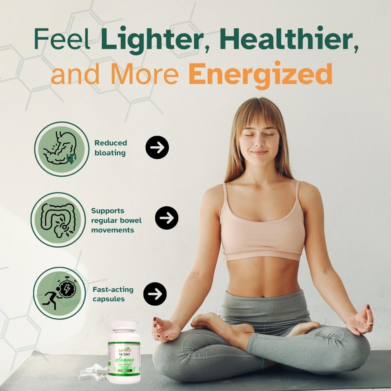 ZAFiNCO Gut Relief 15 Day Colon Cleanse & Detox Probiotics, Non-GMO, 30 Capsules
