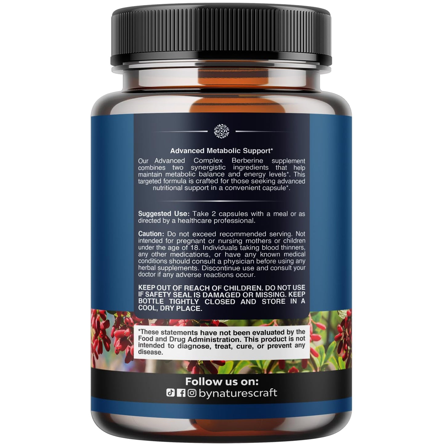 Natures Craft Balancing Berberine Plus 1200mg Per Serving Complex Capsules, 120 Capsules