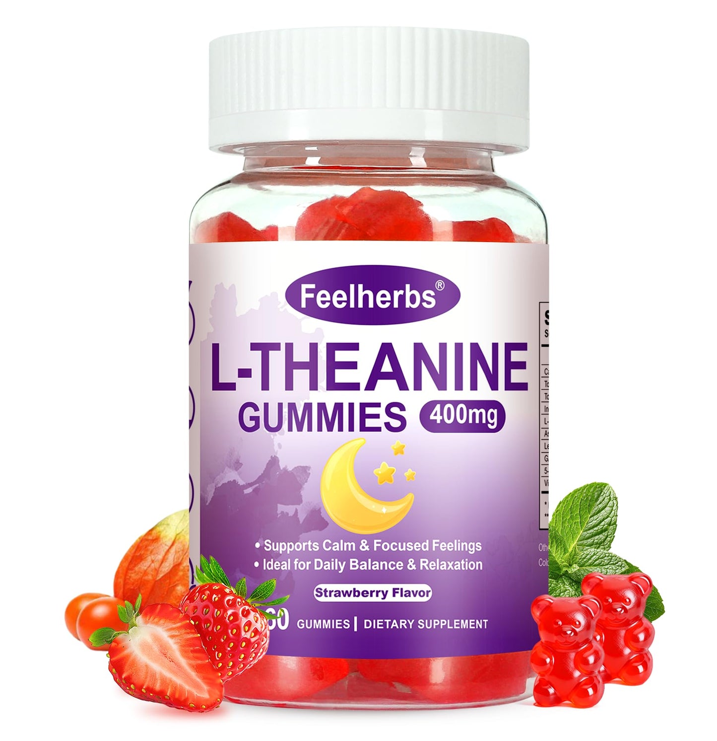 Feelherbs Ashwagandha L-Theanine Gummies 400mg, 60 Count