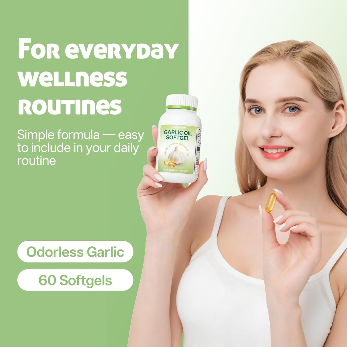 Oopeatol Garlic Oil Softgels with Naturally Derived Allicin, 60 Softgels