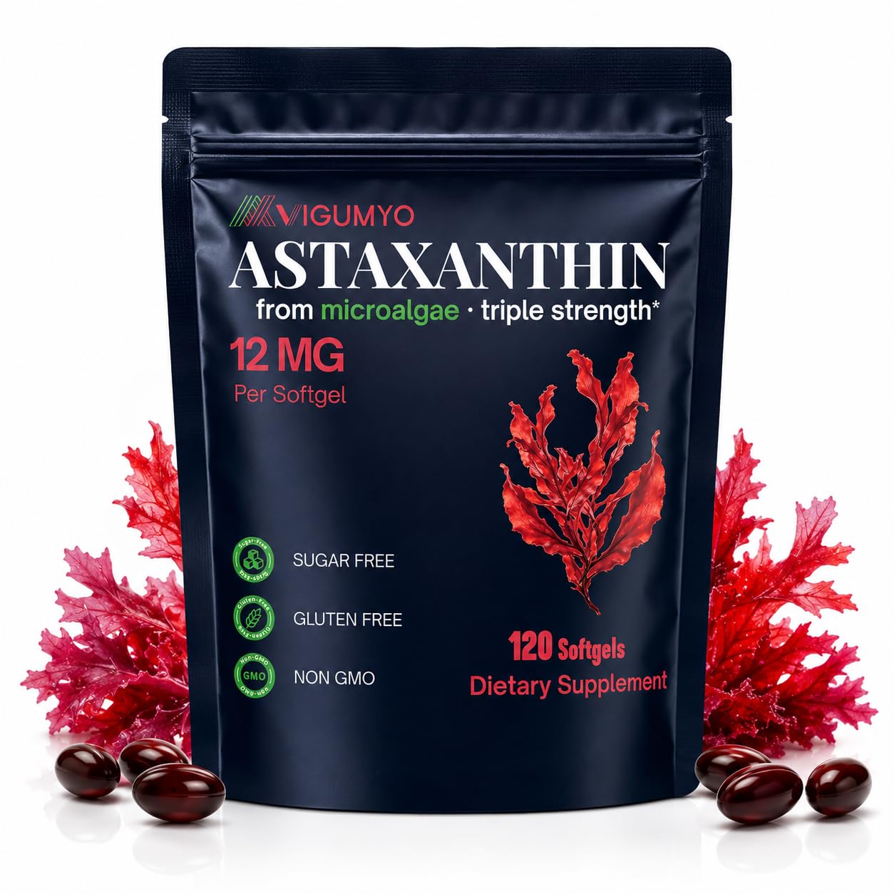 VIGUMYO Astaxanthin Supplement Capsules 120 Capsules