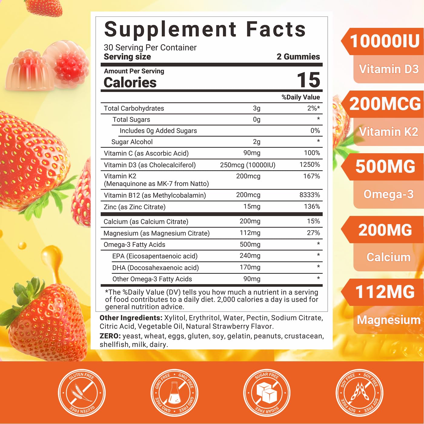 Wiszeen Vitamin D3 K2 Gummies, 120 Count