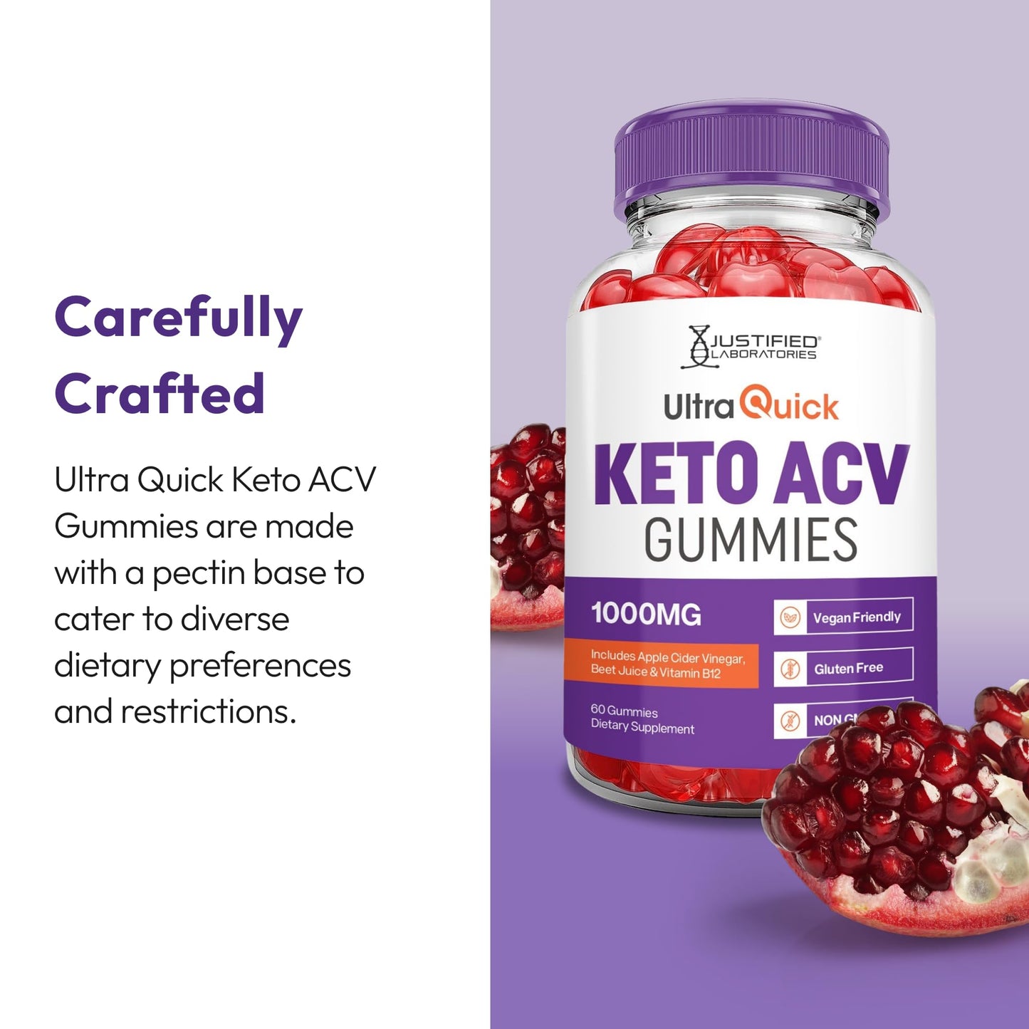 Justified Laboratories Ultra Quick Keto ACV Gummies (1000 mg) 60 Count Gummy