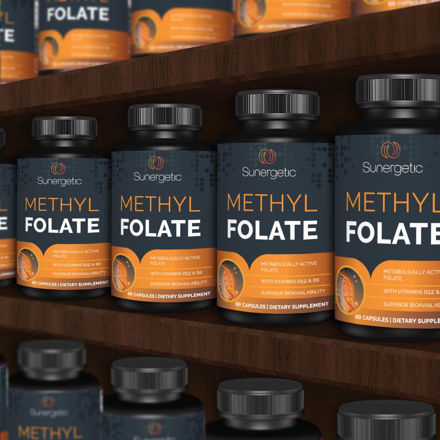 Sunergetic Methyl Folate Supplement with Methylated B12 and B6, Magnafolate Metabolically Active Folate, 400 mcg per Capsule, 60 Capsules