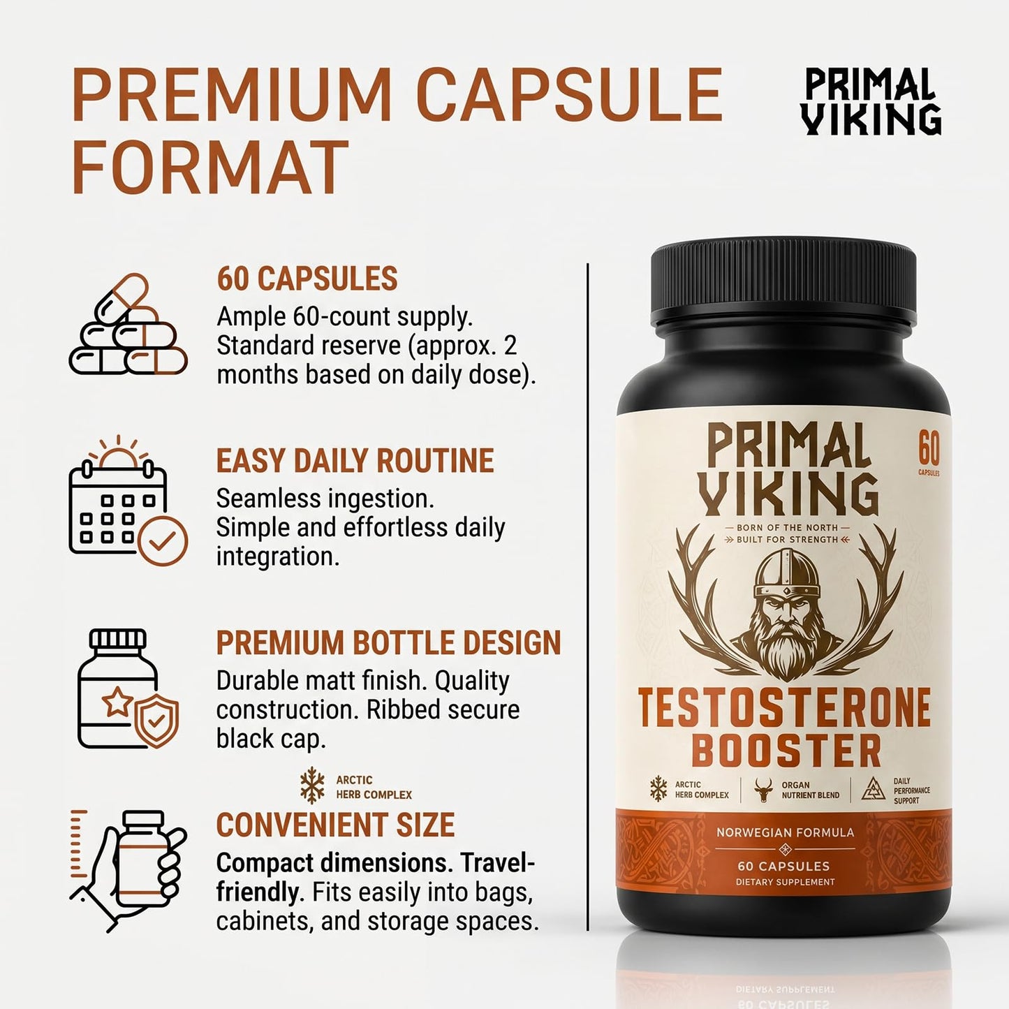 Primal Viking Booster Men's Wellness & Vitality Capsules, 60 Capsules