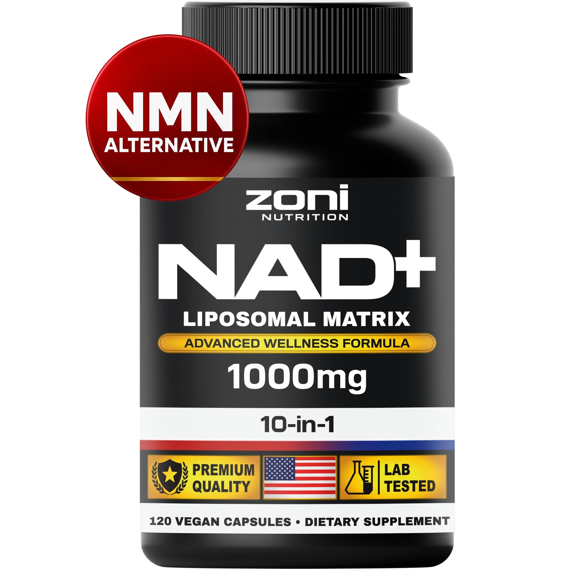 Zoni Nutrition NAD Supplement Liposomal Matrix 1000mg Capsule, 120 Capsules