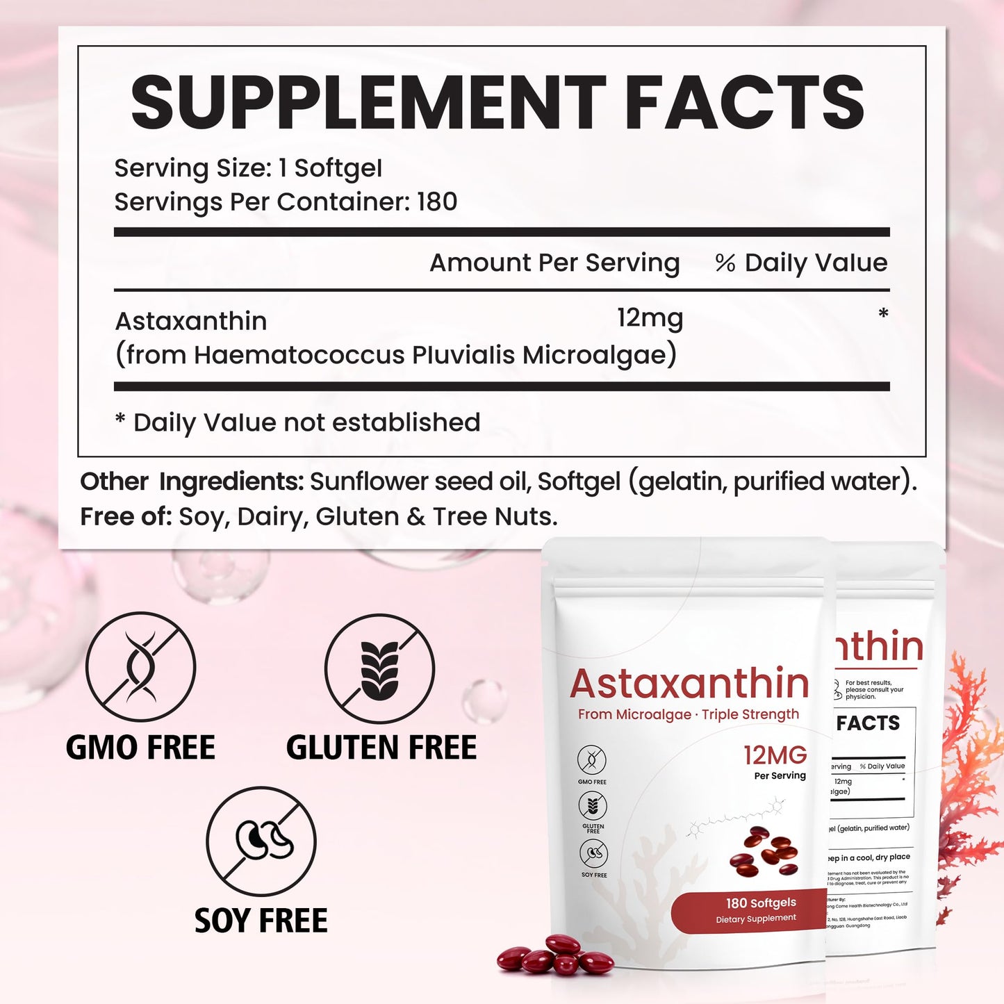 BOSNETHUINH Astaxanthin Supplements Softgels 180