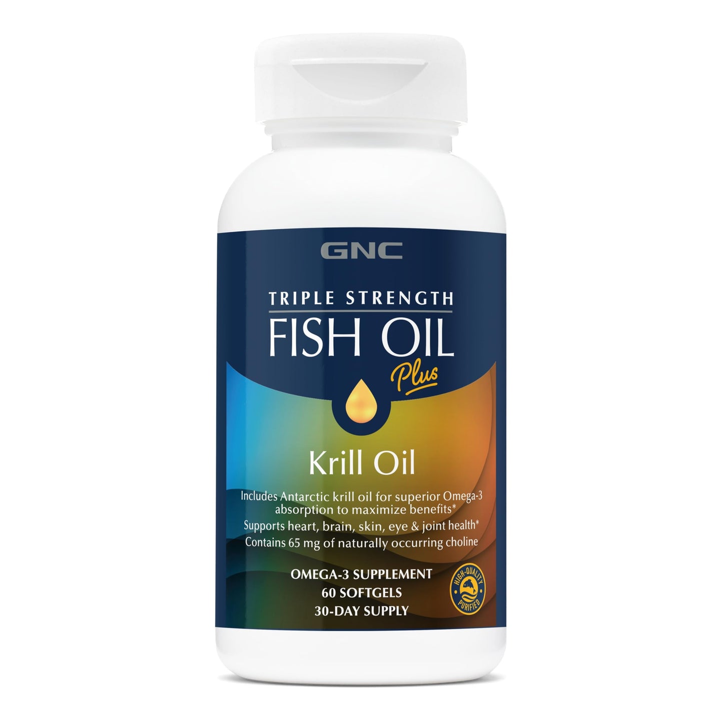 GNC Triple Strength Fish Oil Plus Krill Oil Omega 3 Supplement Softgel 60