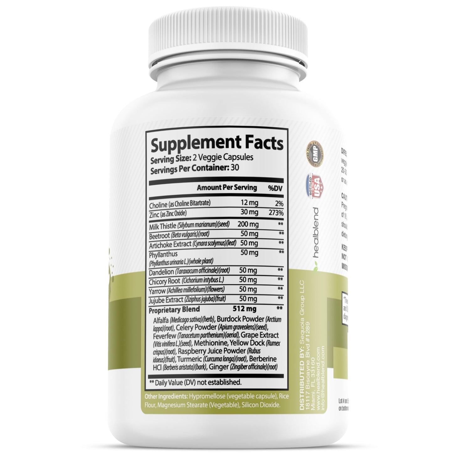Healblend Liver Support Milk Thistle and Zinc Capsule 60 Count