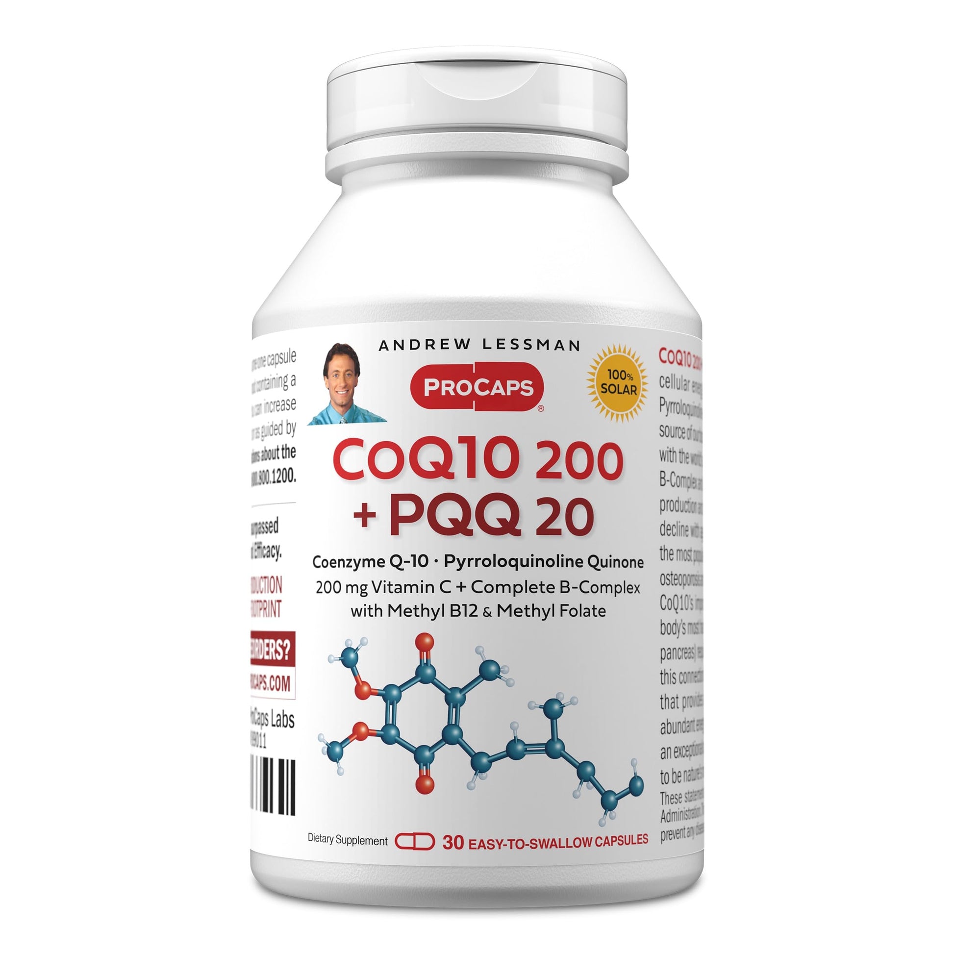 ANDREW LESSMAN Coenzyme Q-10 200 Plus PQQ 20mg Capsules, 30 Count