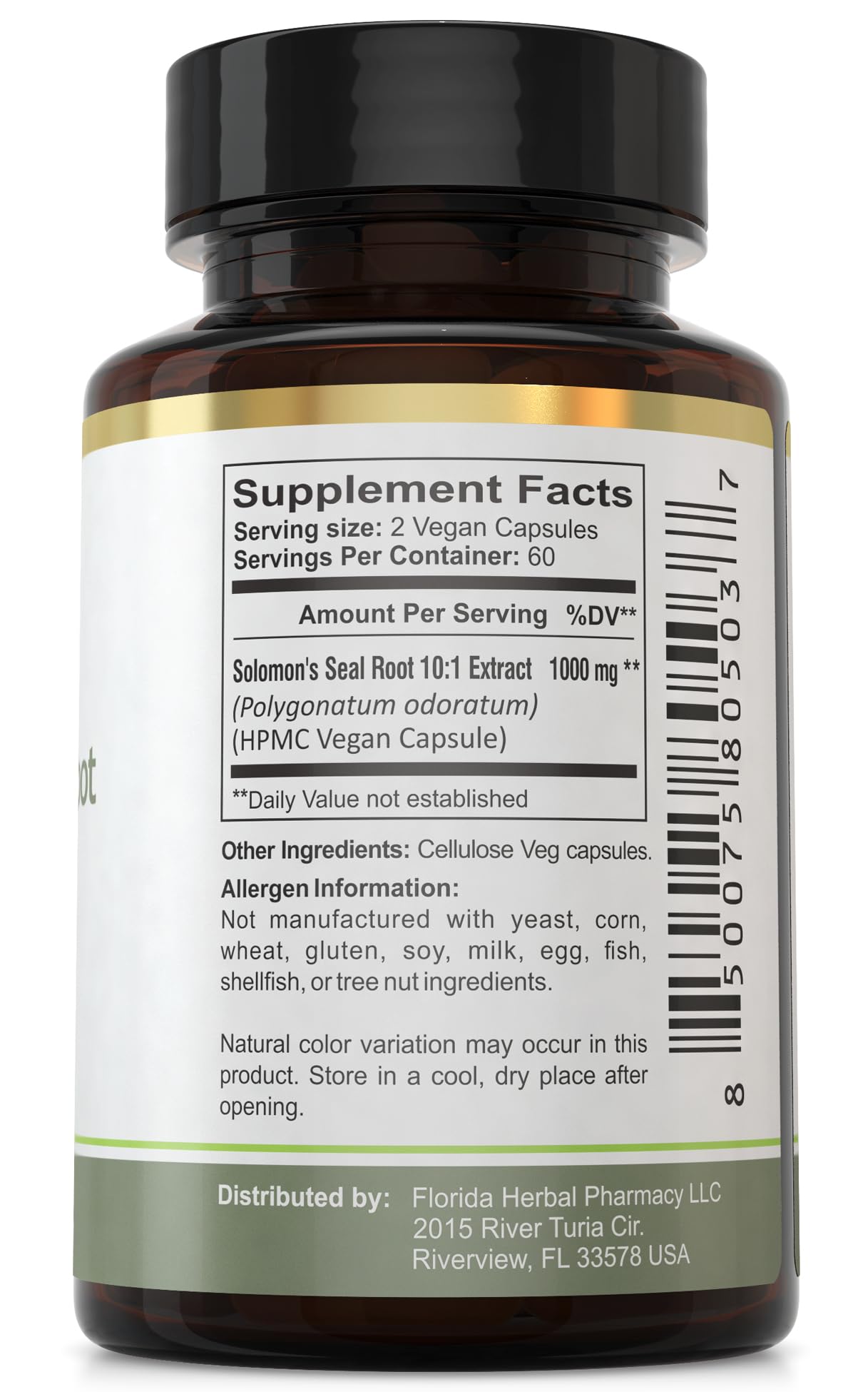 Florida Herbal Pharmacy Solomon's Seal Root Extract Supplement Capsules 120