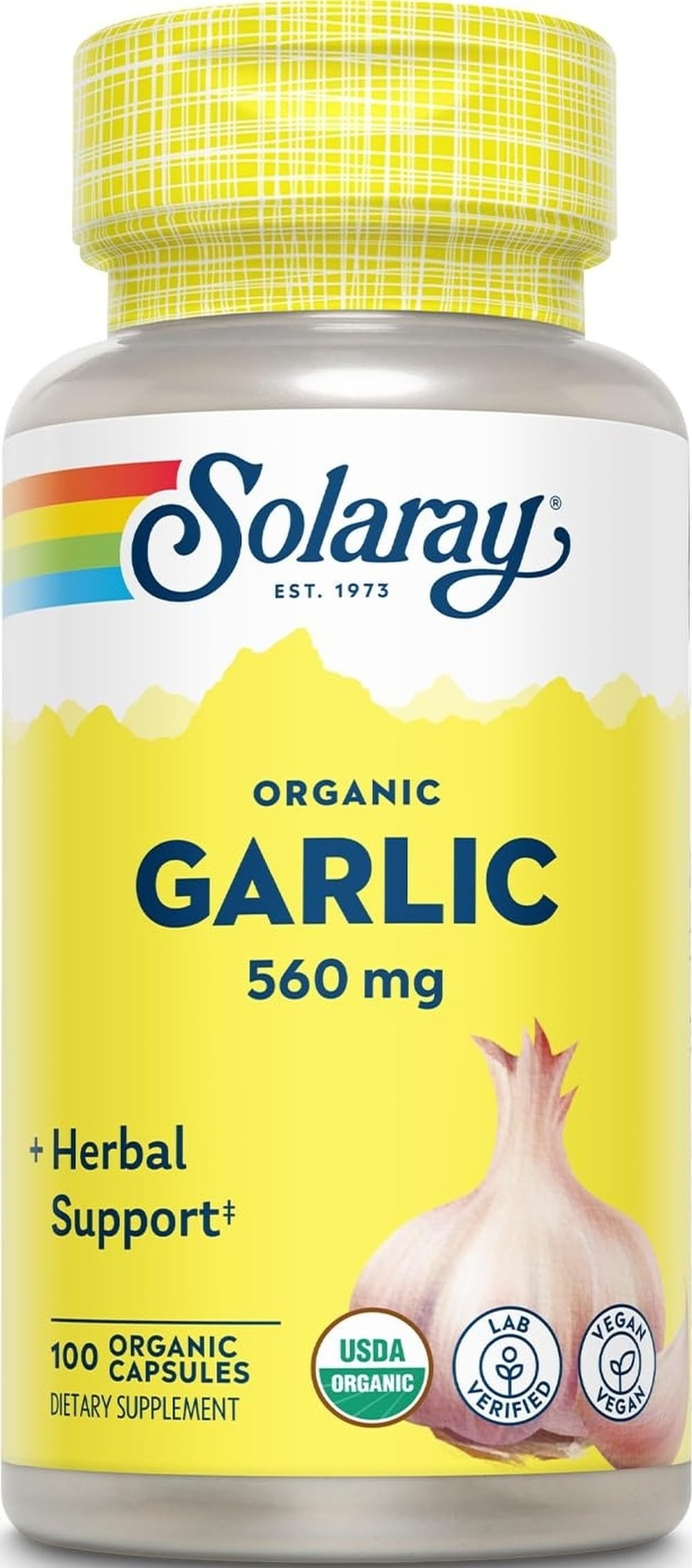 Solaray Organic Garlic 560 mg Capsule, 100 Count