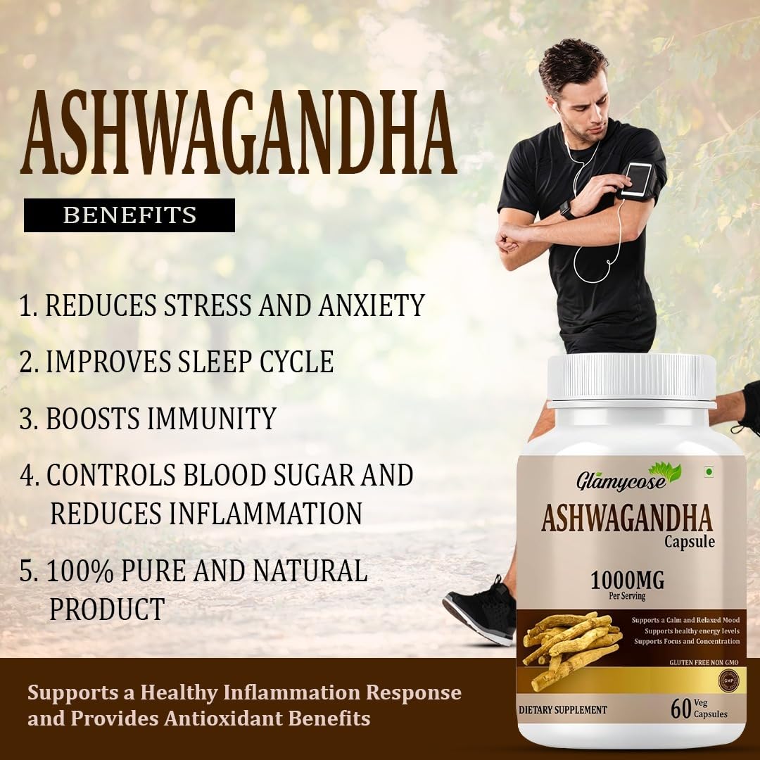 Glamycose Ashwagandha Capsules 60 Count