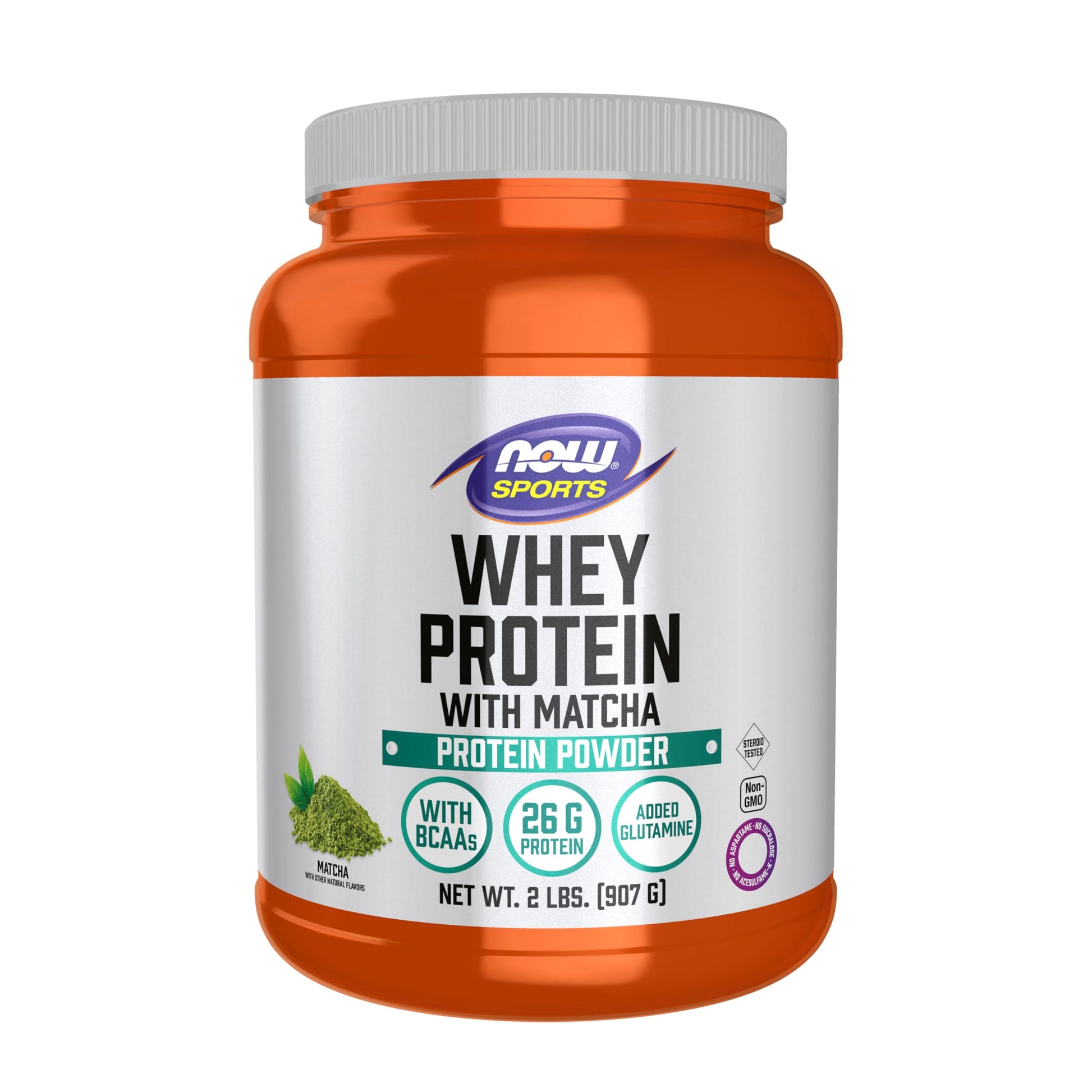 NOW Foods Whey Protein 26 g with BCAAs, Matcha Powder, 32 Servings